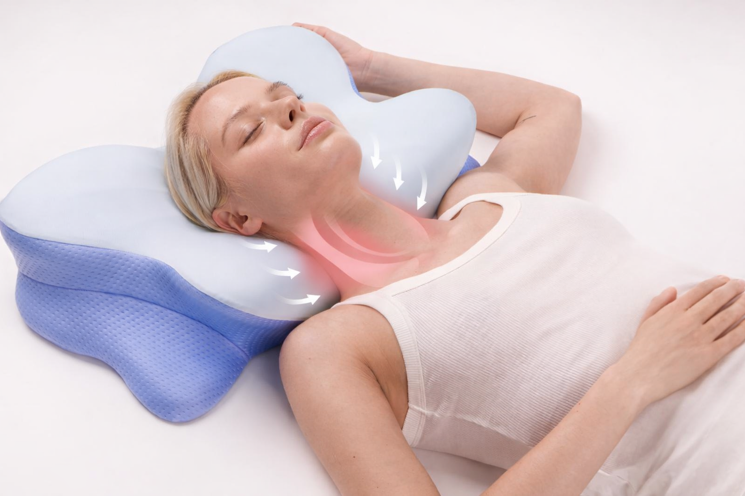 Derila Ergo Pillow shown from the side highlighting its contour height